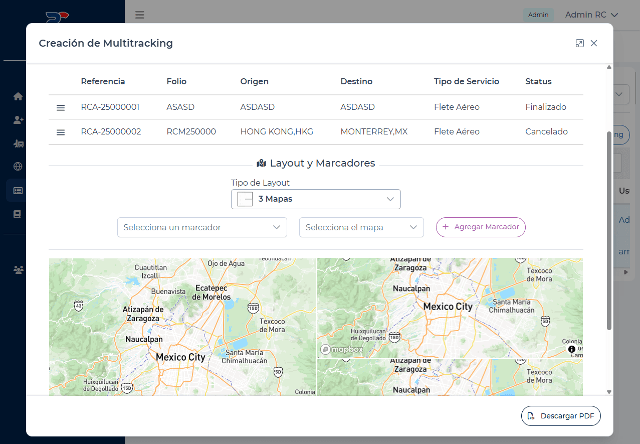 Creación de multitracking: tabla de operaciones y configuración de mapas y marcadores